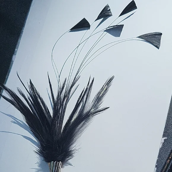 Chic Black Feather Hat Pin - Picture 3 of 4